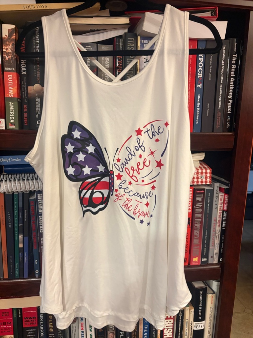 LuLaRoe Red & Blue Tie-Dye Crisscross Back Tank